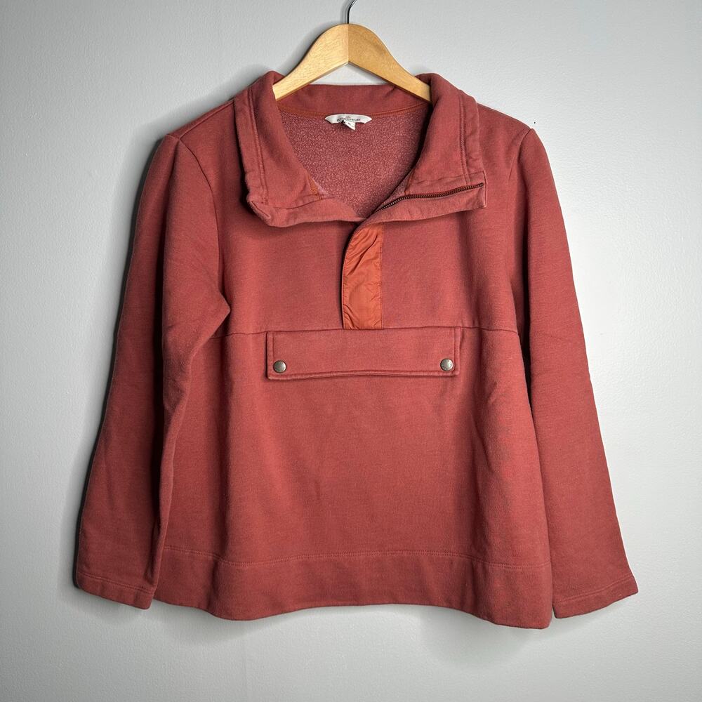 L.L. Bean Signature Pullover Women M Terracotta GOOD Organic Cotton Anorak‎ Zip